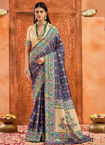 Attrective These Party Wear Saree in Fine Colored.These Saree Are Velvet Tussar Silk And Blouse is Fabricated On Velvet Tussar Silk Pair.Its Beautified With Designer Paithani Pallu With Ghatchola Printed.