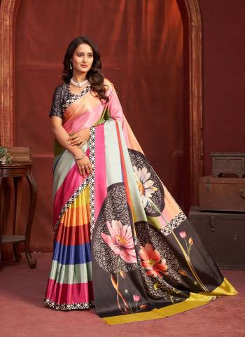 Looking These Fastive And Party Wear Saree in Fine Colored.These Saree And Blouse is Fabricated On Malai Crepe Silk.Its Beautified With Designer Digital Printed.