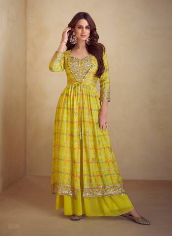 Attractive These Party Wear Free Size Stitched Plazzo Suit in Fine Colored Pair With koti.These Top And Koti Are Chinon And Bottom Are Chinon And Pair With Santoon Inner.Its Beautified With Designer printed With Embroidery Work.