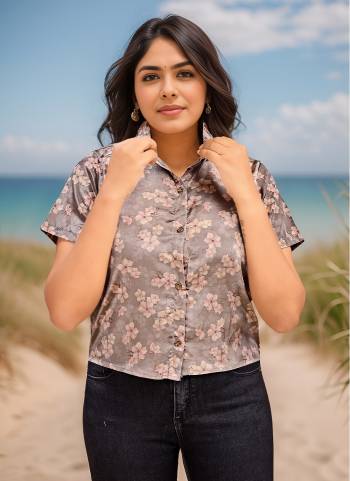 Attrective These Beautiful Looking Readymade Western Short Shirts.These Shirts Fabricated On Crepe Silk.Its Beautified With Designer Digital Printed.