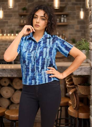 Attrective These Beautiful Looking Readymade Western Short Shirts.These Shirts Fabricated On Crepe Silk.Its Beautified With Designer Digital Printed.