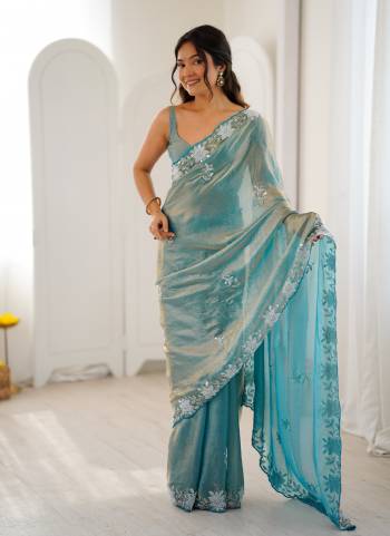 Looking These Fancy Party Wear Saree in Fine Colored.These Saree Are Fendy Satin And Blouse is Fendy Satin Fabricated.Its Beautified With Designer Sequance,Moti And Cut Dana Work.