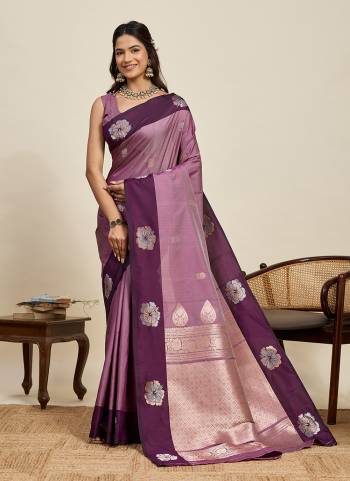 Attractive This Party Wear Saree Paired With Blouse.This Saree And Blouse Are Soft Silk Fabric With Woven Jari Designer. Buy This Pretty Saree Now.