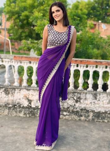 Attrective These Party Wear Saree in Fine Colored.These Saree Are Georgette And Blouse is Art Silk Fabricated.Its Beautified With Designer Sequance Embroidery Work Lace Border And Blouse.