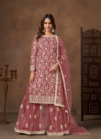 Looking These Beautiful Party Wear Fine Color Plazzo Suits.These Top Are Net And Dupatta Are Net And Bottom Net Fabricated.Its Beautified With Designer Sequance Embroidery Work.