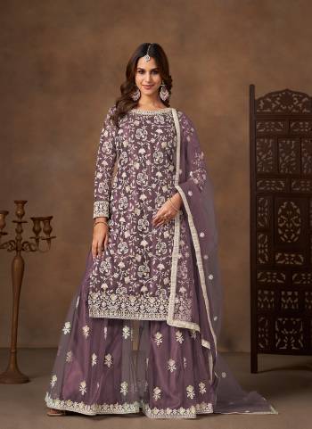 Looking These Beautiful Party Wear Fine Color Plazzo Suits.These Top Are Net And Dupatta Are Net And Bottom Net Fabricated.Its Beautified With Designer Sequance Embroidery Work.