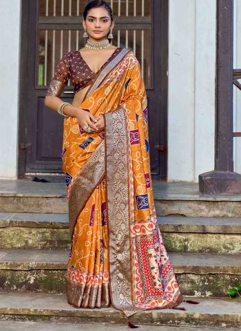 Looking These Traditinol Party Wear Saree in Fine Colored.These Saree Are Silk And Blouse is Fabricated On Silk Pair.Its Beautified With Woven Designer,Bandhani Ajrakh Printed.