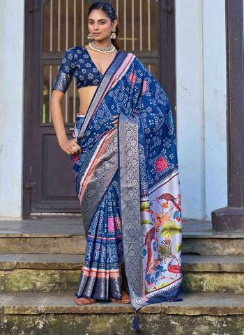 Looking These Traditinol Party Wear Saree in Fine Colored.These Saree Are Silk And Blouse is Fabricated On Silk Pair.Its Beautified With Woven Designer,Bandhani Ajrakh Printed.