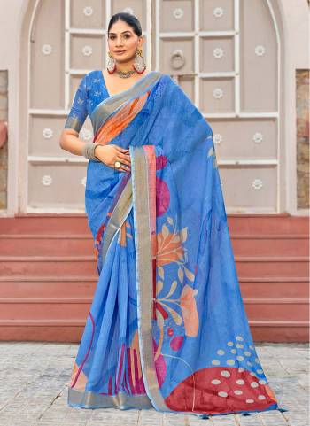 Looking These Designer Party Wear Saree in Fine Colored.These Saree Are Linen Silk And Blouse is Fabricated On Linen Silk Pair.Its Beautified With Designer Digital Printed.