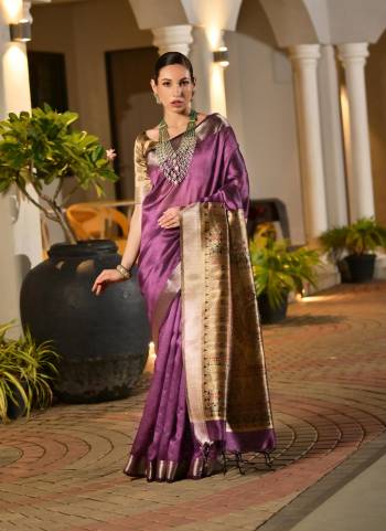 Attactive These Festive Party Wear Saree in Fine Colored.These Saree And Blouse is Fabricated On Khadi Raw Silk.Its Beautified With Woven Temple Border DesignerWith Madhubani Printed.