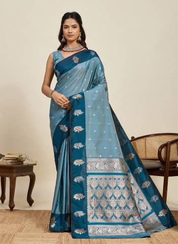 Attractive This Party Wear Saree Paired With Blouse.This Saree And Blouse Are Soft Silk Fabric With Woven Jari Designer. Buy This Pretty Saree Now.