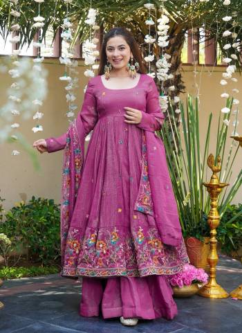 Attrective These Beautiful Looking Readymade Plazzo Suits.These Top And Bottom is Fabricated On Crunchy Silk And Crunchy Silk Dupatta.Its Beautified With Designer Thread,Sequance Embroidery Work .