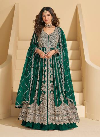 Attractive These Party Wear Free Size Stitched Anarkali Suit in Fine Colored Pair.These Top And Dupatta Are Chinon And Pair With Santoon Inner.Its Beautified With Heavy Designer Embroidery Work.