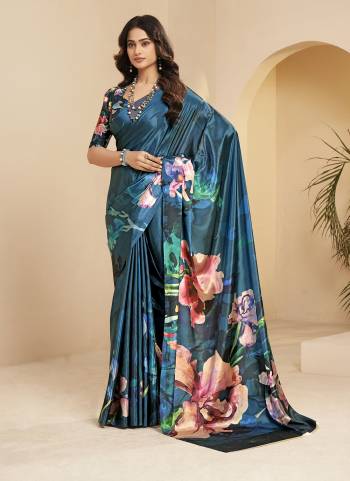 Attractive These Fastive And Party Wear Saree in Fine Colored.These Saree And Blouse is Fabricated On Malai Crepe Silk.Its Beautified With Designer Digital Printed.
