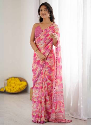 Attractive These Party Wear Saree in Fine Colored.These Saree Are Georgette And Blouse is Georgette Fabricated.Its Beautified With Designer Printed With Mirror Cut Border.