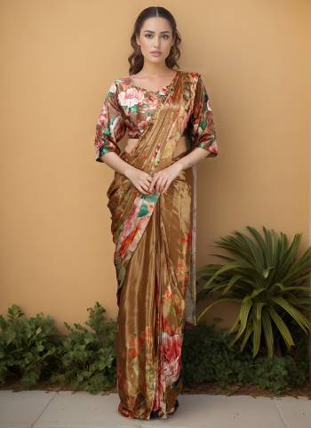 Looking These Party Wear Ready To Wear Saree With Blouse in Fine Colored.These Saree Are Silk Crepe And Blouse is Silk Crepe Fabricated.Its Beautified With Designer Digital Printed.