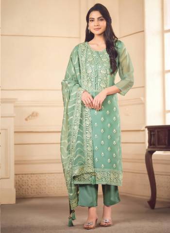 Attractive These Party Wear Salwar Suit in Fine Colored Pair With Bottom And Dupatta.These Top Are Organza And Dupatta Are Fabricated On Organza Pair With Dull Santoon Bottom.Its Beautified With Designer Embroidery Work.