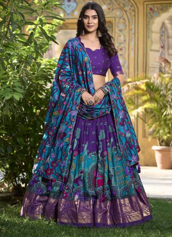 Looking These Party Wear Lehenga Choli in Fine Colored. These Lehenga And Blouse Are Tussar Silk And Dupatta Are Fabricated On Tussar Silk Fabriced. It is Beautified With Designer Kashmiri Foil  Printed.