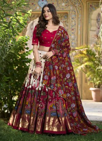 Looking These Party Wear Lehenga Choli in Fine Colored. These Lehenga And Blouse Are Tussar Silk And Dupatta Are Fabricated On Tussar Silk Fabriced. It is Beautified With Designer Kashmiri Foil  Printed.
