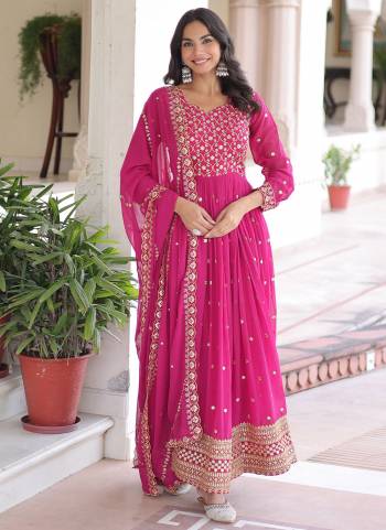 Garb These Beautiful Looking Party Wear Readymade Long Gown With Dupatta.These Gown Are Faux Georgette And Dupatta is Fabricated On Faux Georgette.Its Beautified With Designer Jari,Sequance Embroidery Work.