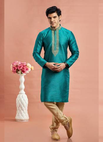 Looking These Party Wear Mans Wear Kutra Payjama wearing this fashionable. These Kurta Are Banarasi Silk And Payjama Art Silk finest Fabriced With Designer Embroidery Work.