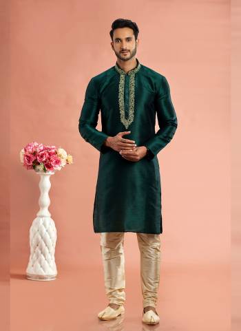 Looking These Party Wear Mans Wear Kutra Payjama wearing this fashionable. These Kurta Are Banarasi Silk And Payjama Art Silk finest Fabriced With Designer Embroidery Work.