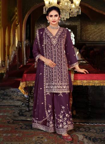 Garb These Party Wear Free Size Stitched Plazzo Suit With Dupatta in Fine Colored Pair.These Top And Bottom Are Chinon And Pair With Chinon Dupatta Fabric.Its Beautified With Heavy Designer Embroidery Work.