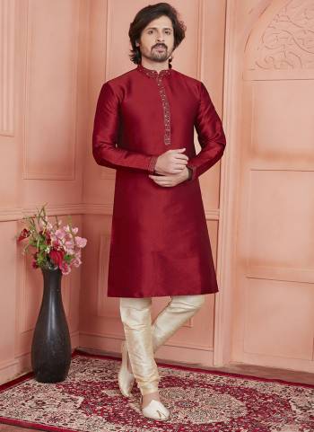 Looking These Party Wear Mans Wear Kutra Payjama wearing this fashionable. These Kurta Are Jacquard Silk And Payjama Art Silk finest Fabriced With Woven Designer With Embroidery Work.