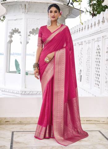 Garb These Festive And Party Wear Saree in Fine Colored.These Saree And Blouse is Fabricated On Chinon.Its Beautified With Weaving Jari Designer.
