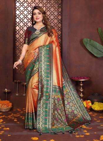Garb These Festivel,Party Wear Saree in Fine Colored.These Saree And Blouse is Fabricated On Banarasi Tissue Silk.Its Beautified With Woven Paithani Pallu Heavy Designer.