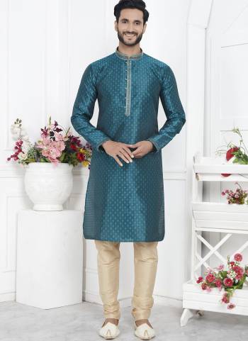 Looking These Party Wear Mans Wear Kutra Payjama wearing this fashionable. These Kurta Are Jacquard Silk And Payjama Art Silk finest Fabriced With Woven Designer With Embroidery Work.