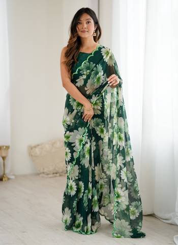 Looking These Party Wear Saree in Fine Colored.These Saree Are Georgette And Blouse is Georgette Fabricated.Its Beautified With Designer Printed With Mirrar Cut Work.