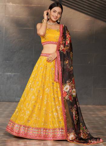 For A Designer Look,Grab These Party Wear Lehenga Choli in Fine Colored.These Lehenga Are Geoegette And Blouse Are Fabricated On Georgette Pair With Dupatta Are Organza.Its Beautified With Designer Thread,Sequance Embroidery Work.
