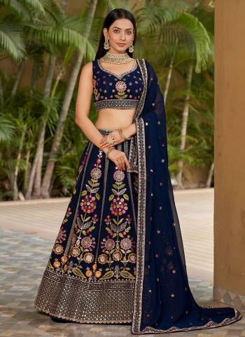 For A Designer Look,Grab These Party Wear Lehenga Choli in Fine Colored.These Lehenga Are Geoegette And Blouse Are Fabricated On Georgette Pair With Dupatta Are Georgette.Its Beautified With Designer Thread,Sequance Embroidery Work.