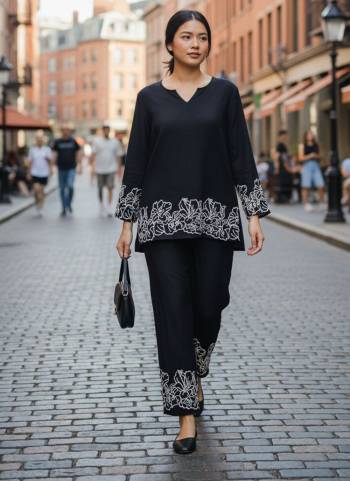 Attactive These Designer Co Ord Ready Made Dress in Fine Colored.These Top Are Bindu Bubbal And Bottom Are Fabricated On Bindu Bubbal Pair.Its Beautified With Designer Embroidery Work.