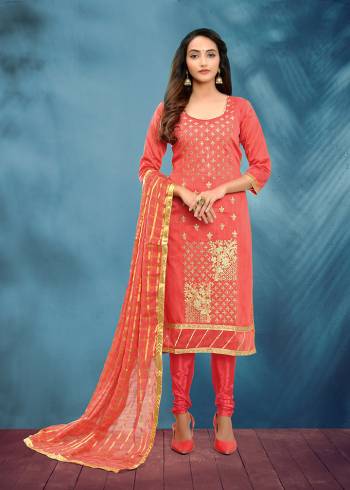 Look Pretty Wearing This Designer Straight Suit In Pear  Its Pretty Top Cotton Beautified With Jari Work Paired With Plain Santoon Fabricated Bottom & Dupatta banarsi jacquard Designer. 