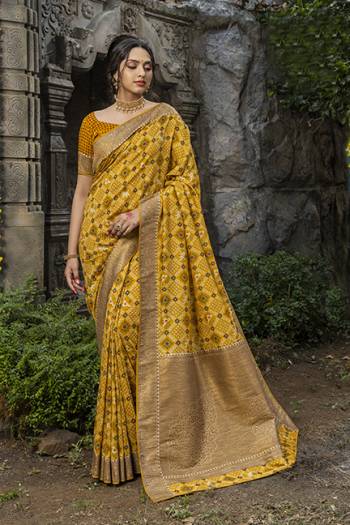 Traditionl look Mustard Gadwal Silk Saree