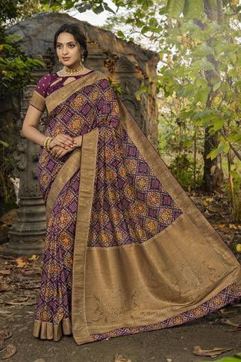 Traditinal pretty look Purple colour Gadwal Silk Saree