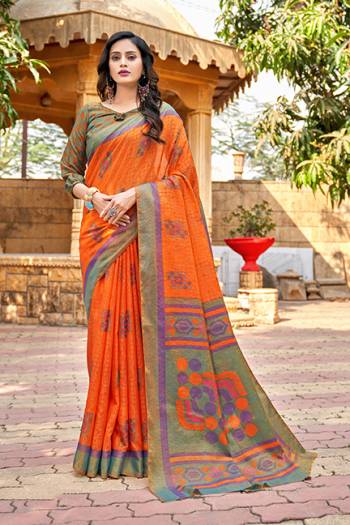 Adorn The Pretty Angelic Look Wearing This Heavy Brasso Designer Saree With Contrasting Blouse. This Saree Is Fabricated On N*P Brasso Paired With Art Silk Fabricated Blouse. Its Pretty Color Pallete Will Give An Attractive Look To Your Personality. 