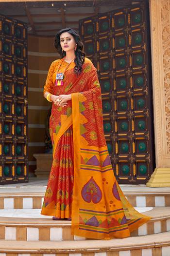 Adorn The Pretty Angelic Look Wearing This Heavy Brasso Designer Saree With Contrasting Blouse. This Saree Is Fabricated On N*P Brasso Paired With Art Silk Fabricated Blouse. Its Pretty Color Pallete Will Give An Attractive Look To Your Personality. 