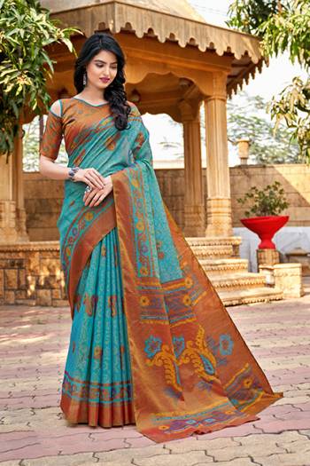 Adorn The Pretty Angelic Look Wearing This Heavy Brasso Designer Saree With Contrasting Blouse. This Saree Is Fabricated On N*P Brasso Paired With Art Silk Fabricated Blouse. Its Pretty Color Pallete Will Give An Attractive Look To Your Personality. 