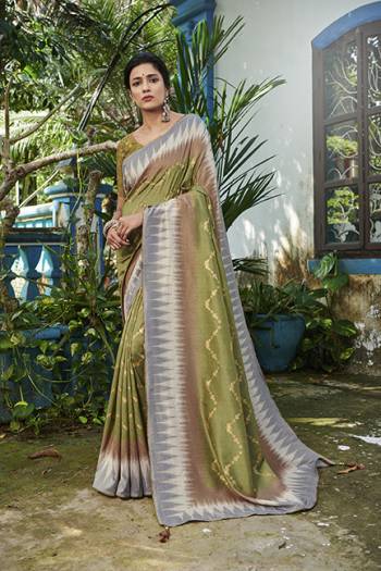 Celebrate This Festive Season In This Very Pretty  Colored Designer Saree Paired With Contrasting Blouse. This Saree and Blouse Are Soft Silk Based Digital Print Beautified With Detiled.