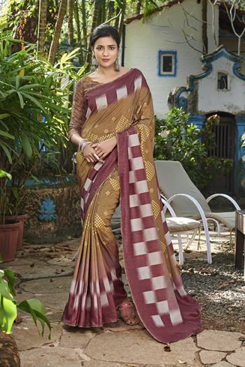 Celebrate This Festive Season In This Very Pretty  Colored Designer Saree Paired With Contrasting Blouse. This Saree and Blouse Are Soft Silk Based Digital Print Beautified With Detiled.