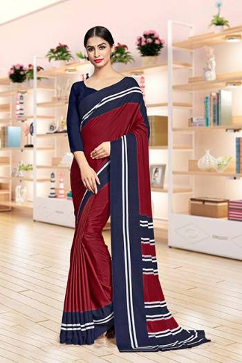 Grab This Pretty Elegant Looking Designer Saree In Fancy Colours Paired With Contrasting Colored Blouse. This Saree And Blouse Are Crepe Silk Based Beautified With Gala Print. Buy Now.