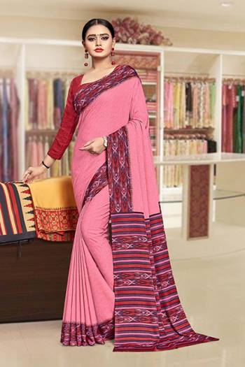 Grab This Pretty Elegant Looking Designer Saree In Fancy Colours Paired With Contrasting Colored Blouse. This Saree And Blouse Are Crepe Silk Based Beautified With Gala Print. Buy Now.