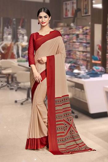 Grab This Pretty Elegant Looking Designer Saree In Fancy Colours Paired With Contrasting Colored Blouse. This Saree And Blouse Are Crepe Silk Based Beautified With Gala Print. Buy Now.