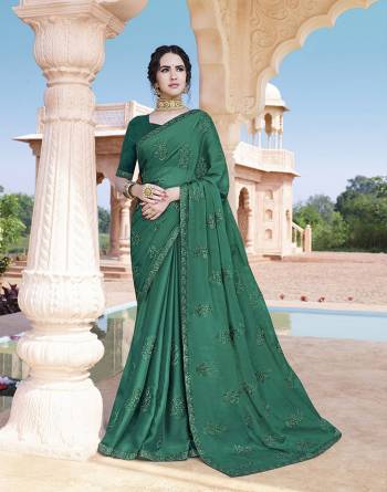 Grab This Pretty Elegant Looking Designer Embroidery Saree In Fancy Color Paired With Contrasting Blouse. This Saree And Blouse Are Silk Based Beautified With Embroidery. Buy Now.