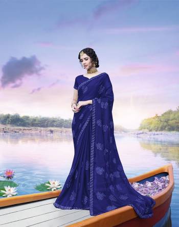 Grab This Pretty Elegant Looking Designer Embroidery Saree In Fancy Color Paired With Contrasting Blouse. This Saree And Blouse Are Silk Based Beautified With Embroidery. Buy Now.