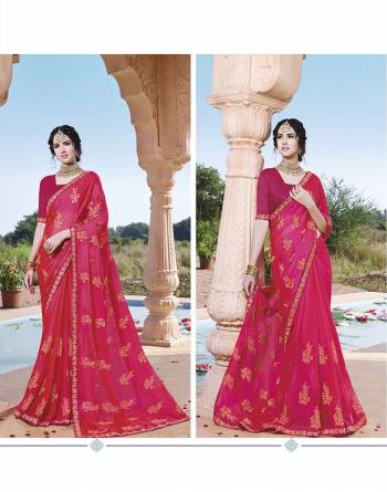 Grab This Pretty Elegant Looking Designer Embroidery Saree In Fancy Color Paired With Contrasting Blouse. This Saree And Blouse Are Silk Based Beautified With Embroidery. Buy Now.