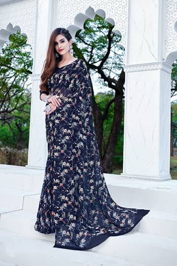 Attractive Heavy Diamond Georgette Fancy Mill Printed Saree And Blause.